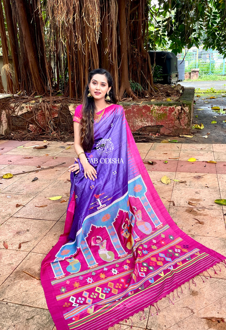 DANCING MUDRA - ANGELIC HERITAGE FINE TUSSAR SAREE