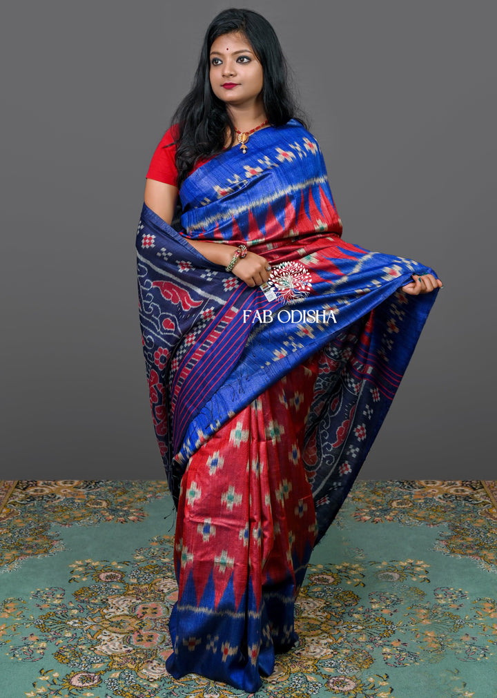 HANDSPUN SUPER FINE TUSSAR PASSAPALI WEAVE SAREE