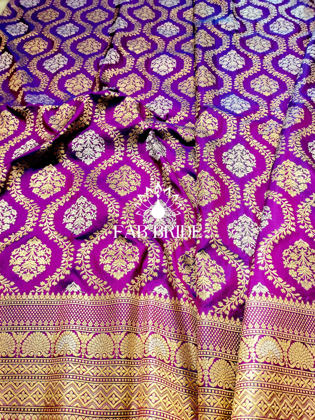 ”HEAVEN'S PURPLE GARDEN" SONA-RUPA ZARI PURE SILK BANARASI SAREE