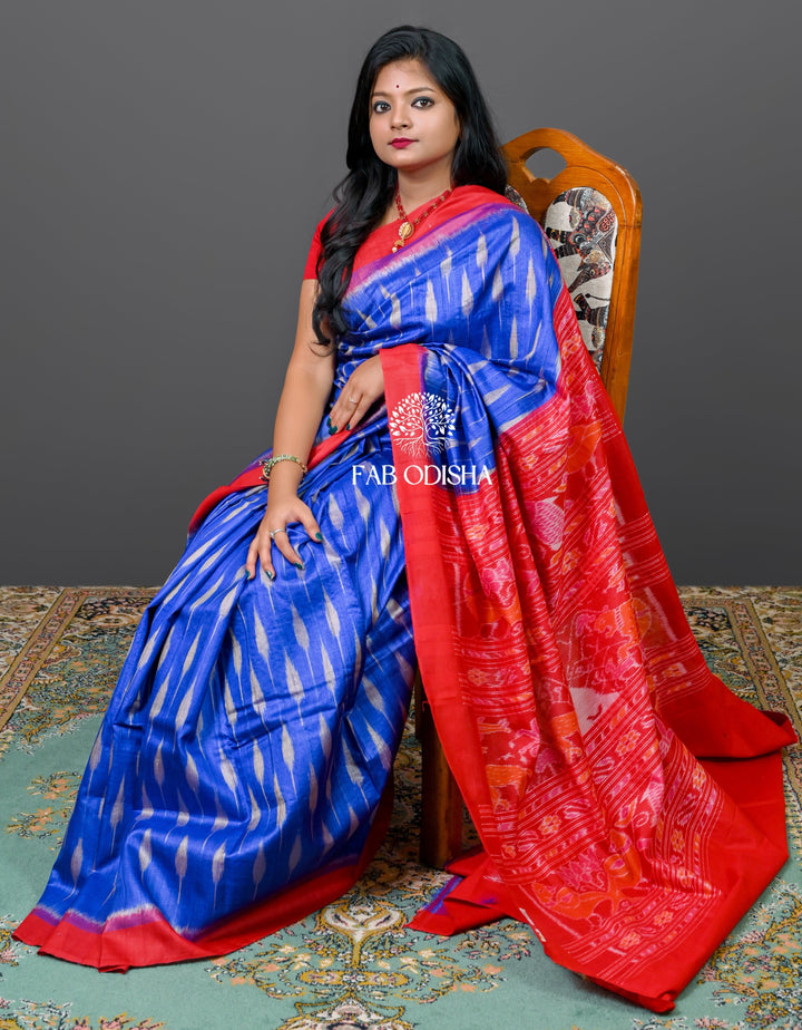 BARFILI KALI HAND-SPUN IKKAT FINE TUSSAR SILK SAREE