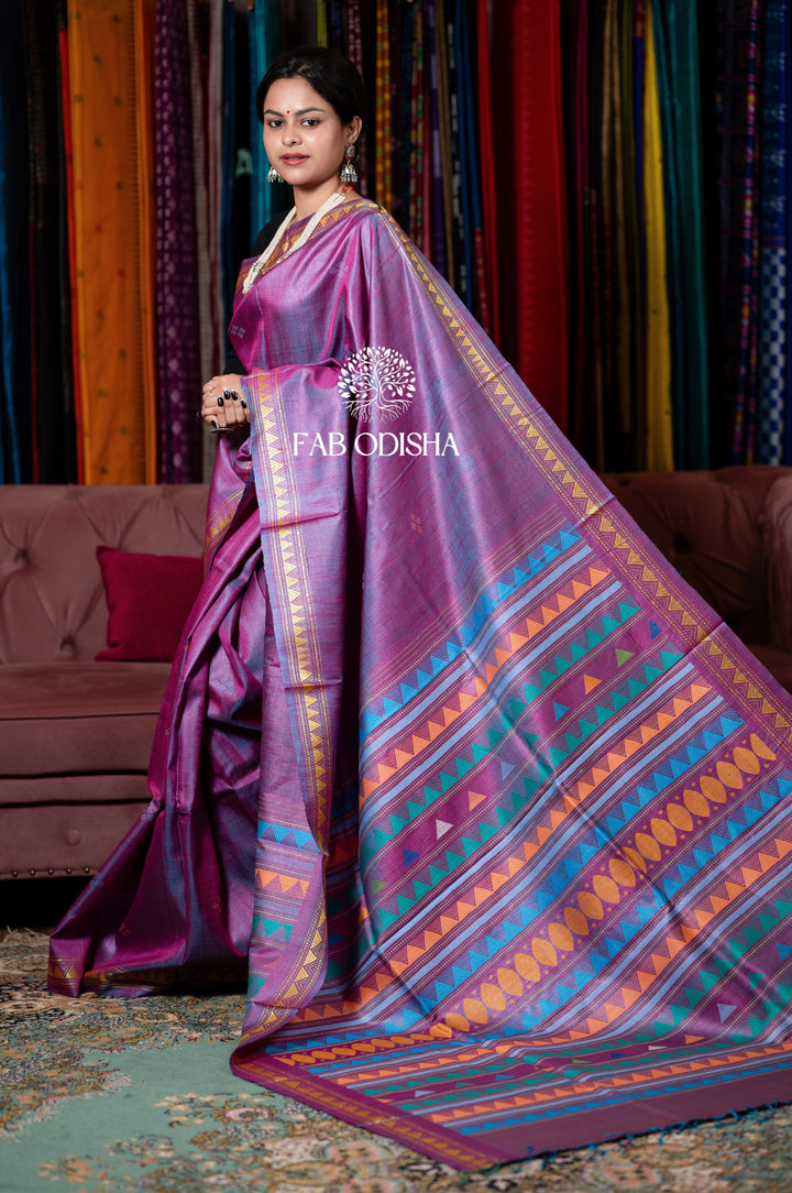 LIKAC DUAL-TONE DONGRIA EXTRA WEFT FINE TUSSAR SILK SAREE