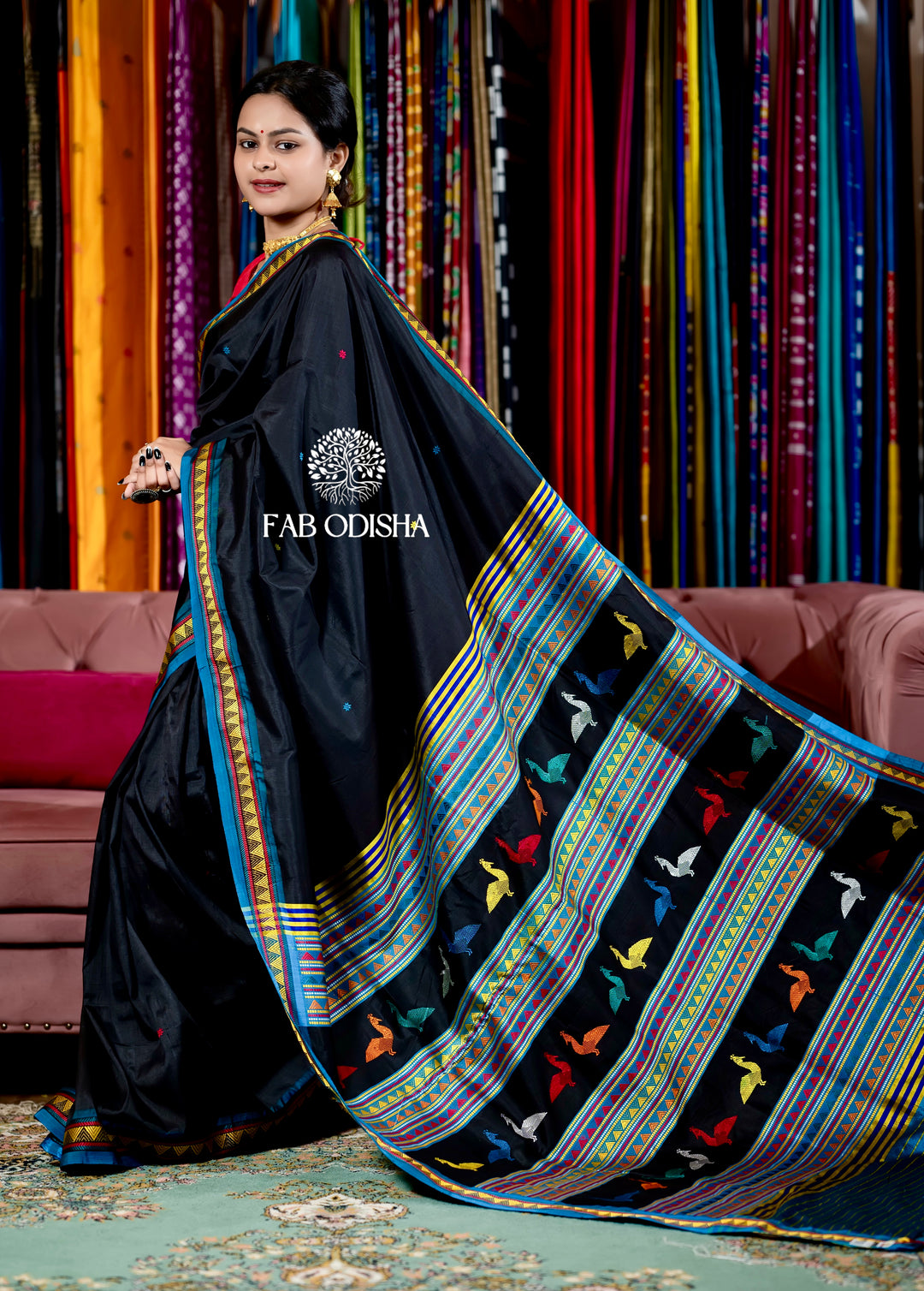 RAAT KI KALI BLACK DONGRIA PURE SILK SAREE