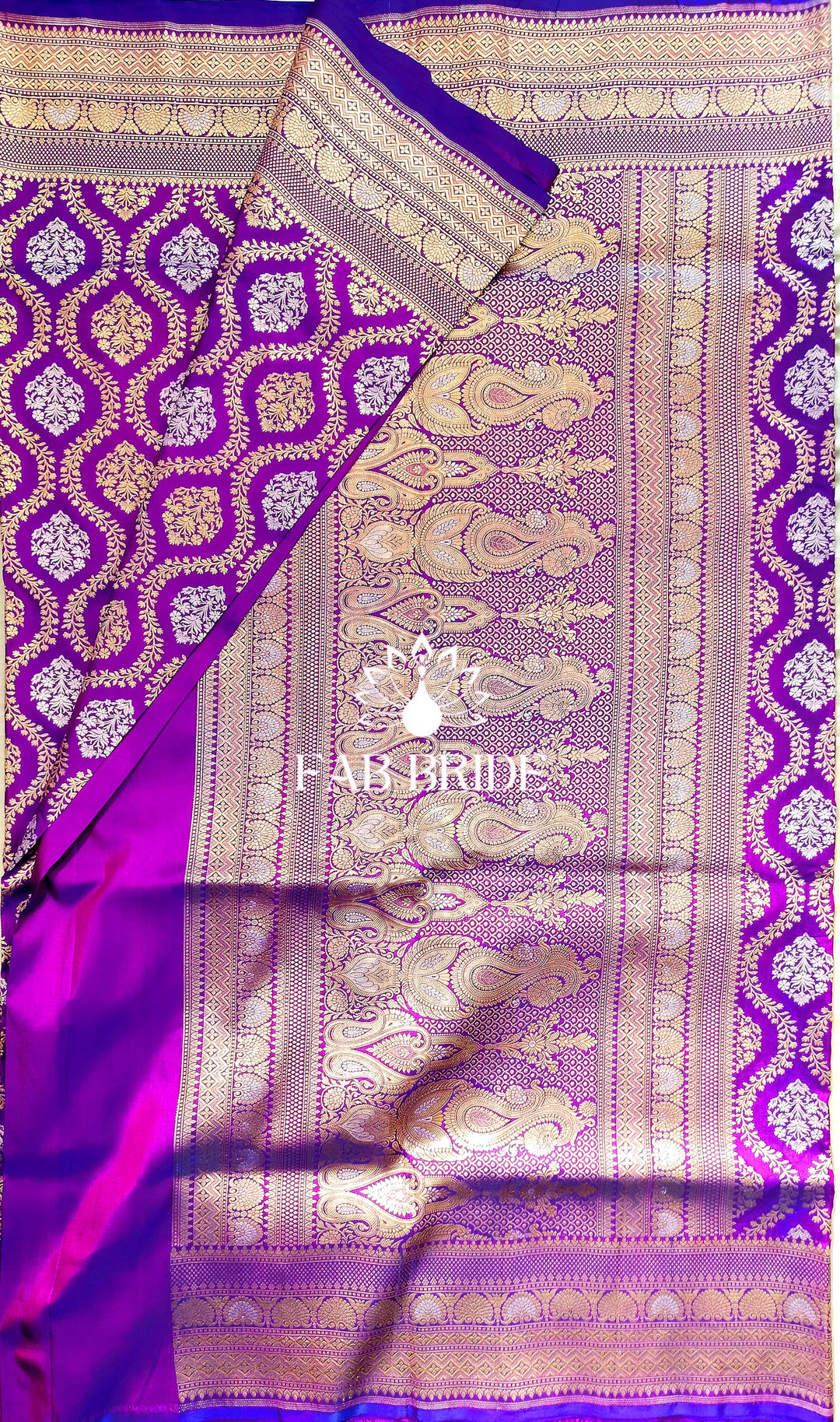 ”HEAVEN'S PURPLE GARDEN" SONA-RUPA ZARI PURE SILK BANARASI SAREE