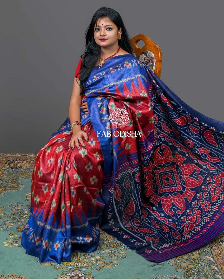 HANDSPUN SUPER FINE TUSSAR PASSAPALI WEAVE SAREE