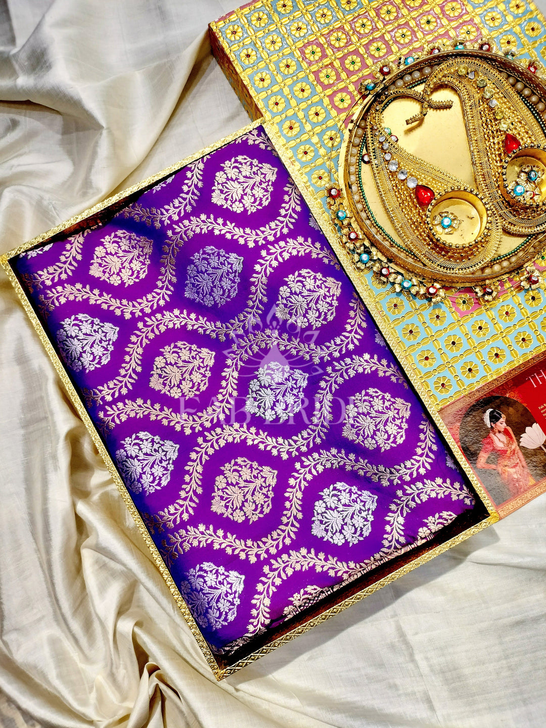 ”HEAVEN'S PURPLE GARDEN" SONA-RUPA ZARI PURE SILK BANARASI SAREE