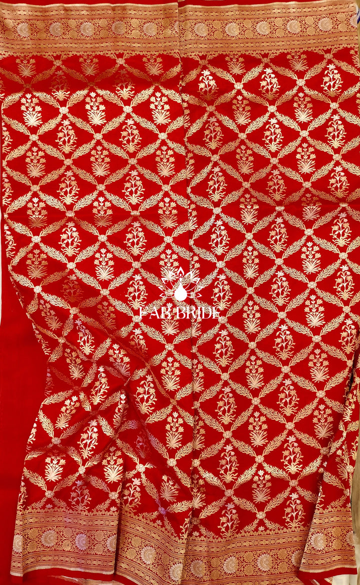 ”KUMKUM BAGICHA" SONA-RUPA ZARI PURE SILK BANARASI SAREE