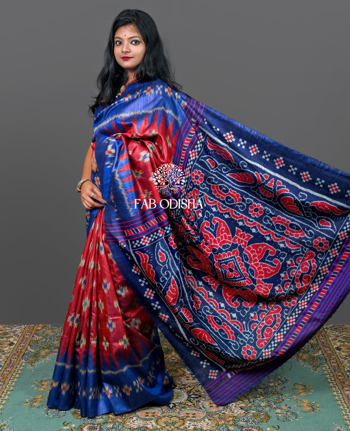 HANDSPUN SUPER FINE TUSSAR PASSAPALI WEAVE SAREE