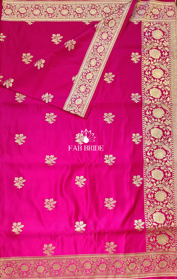 GULABI SATAN KATAN BANARASI SILK SAREE