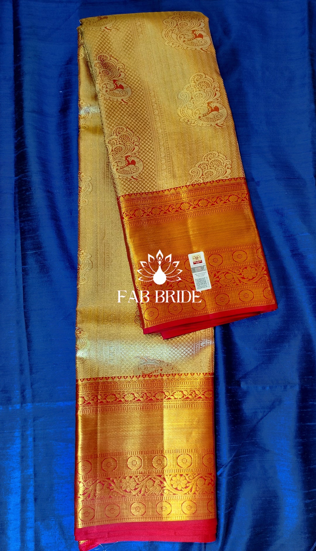 "PEACOCK DANCE IN GOLDEN HOUR" PURE TISSUE SILK KANJIVARAM SAREE