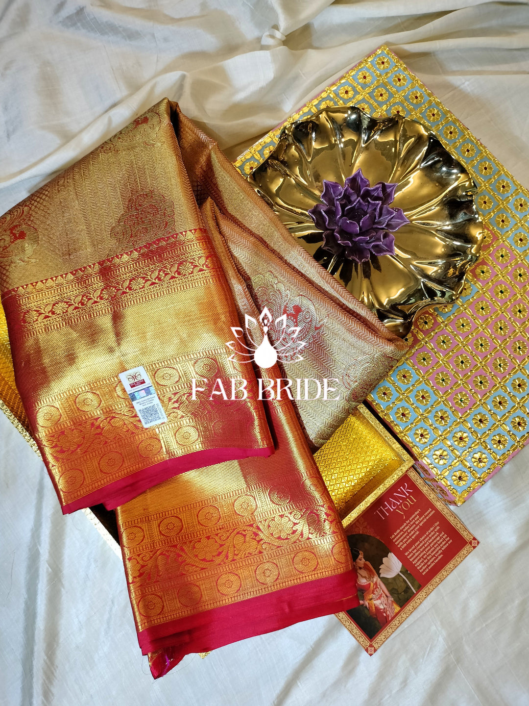 "PEACOCK DANCE IN GOLDEN HOUR" PURE TISSUE SILK KANJIVARAM SAREE