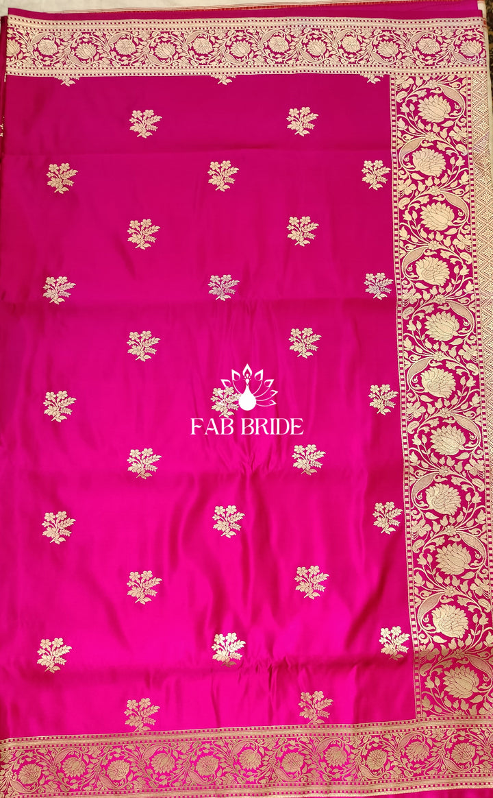 GULABI SATAN KATAN BANARASI SILK SAREE