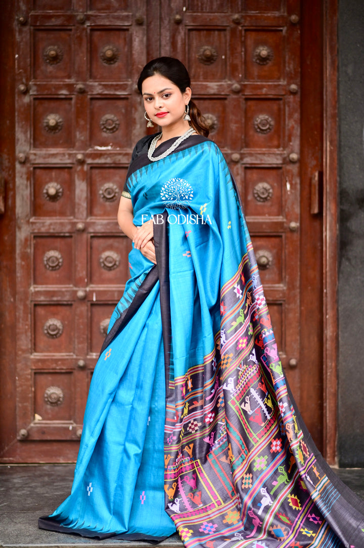 FINE TUSSAR BOMKAI EXTRA WEFT JALLA SAREE