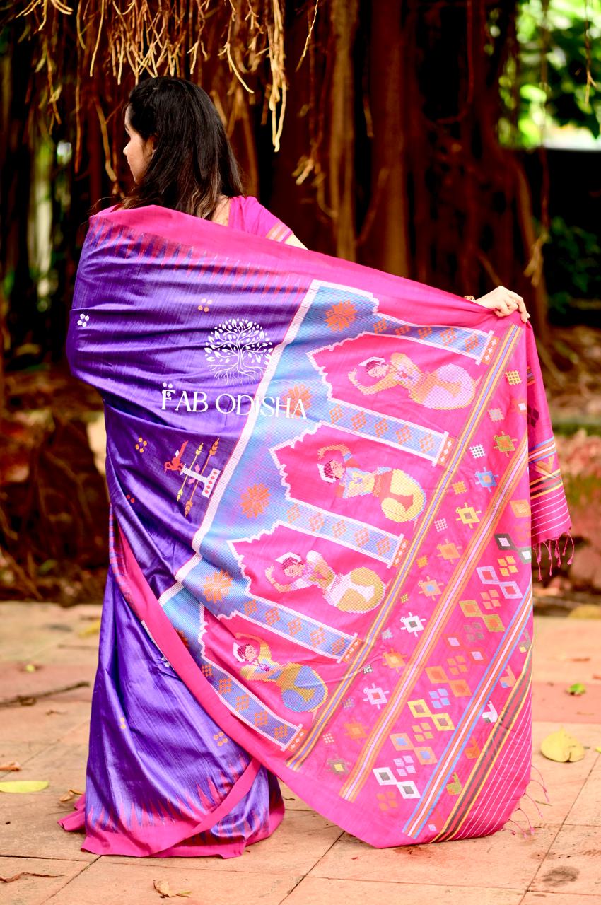 DANCING MUDRA - ANGELIC HERITAGE FINE TUSSAR SAREE