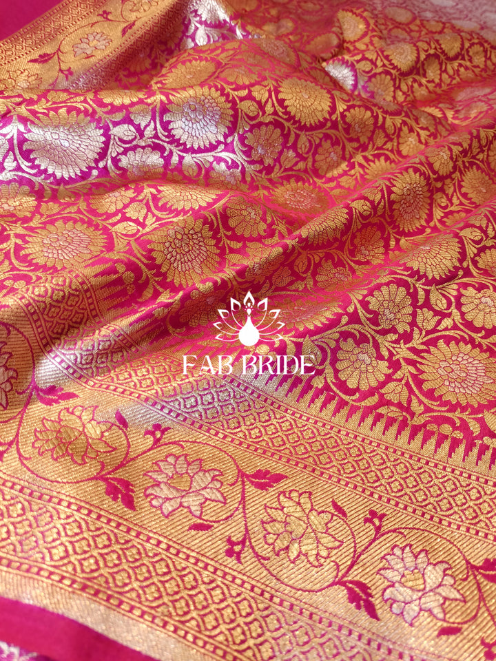 "GULAB-E-BAHAR" PURE KATAN SILK BANARASSI SONA-RUPA SAREE