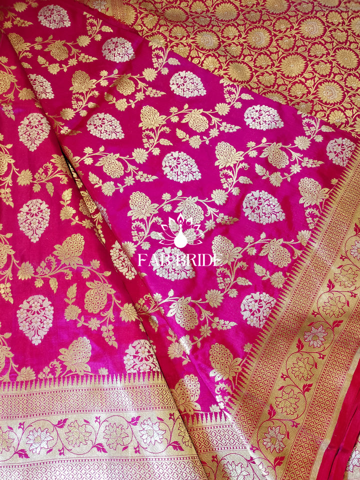 "GULAB-E-BAHAR" PURE KATAN SILK BANARASSI SONA-RUPA SAREE