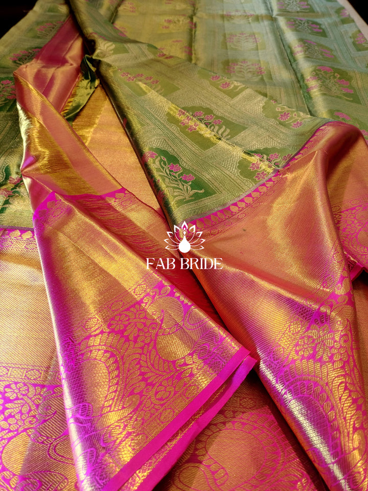 "JHAROKA-E-GULSHAN" PURE TISSUE SILK KANJIVARAM SAREE