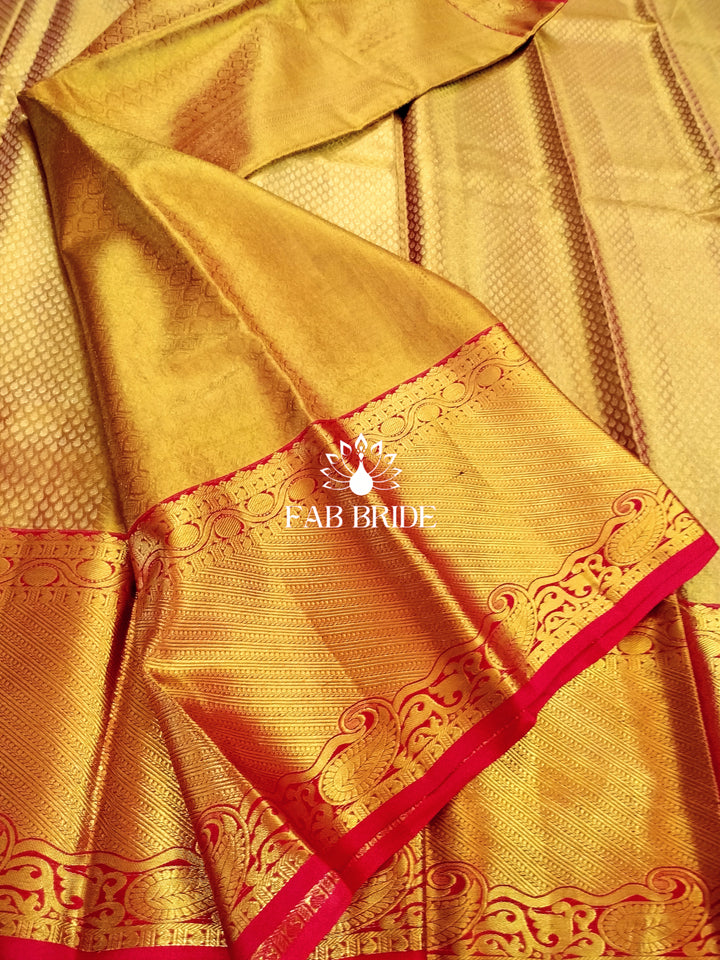 "ROSEGOLD PARADISE" PURE TISSUE SILK KANJIVARAM BRIDAL SAREE