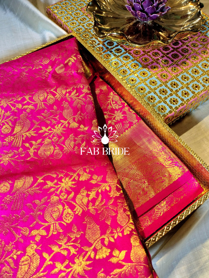 "POETIC PINK" PURE GOLD ZARI KANJIVARAM SILK SAREE