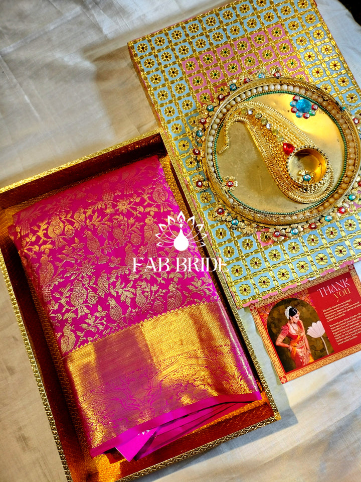 "POETIC PINK" PURE GOLD ZARI KANJIVARAM SILK SAREE