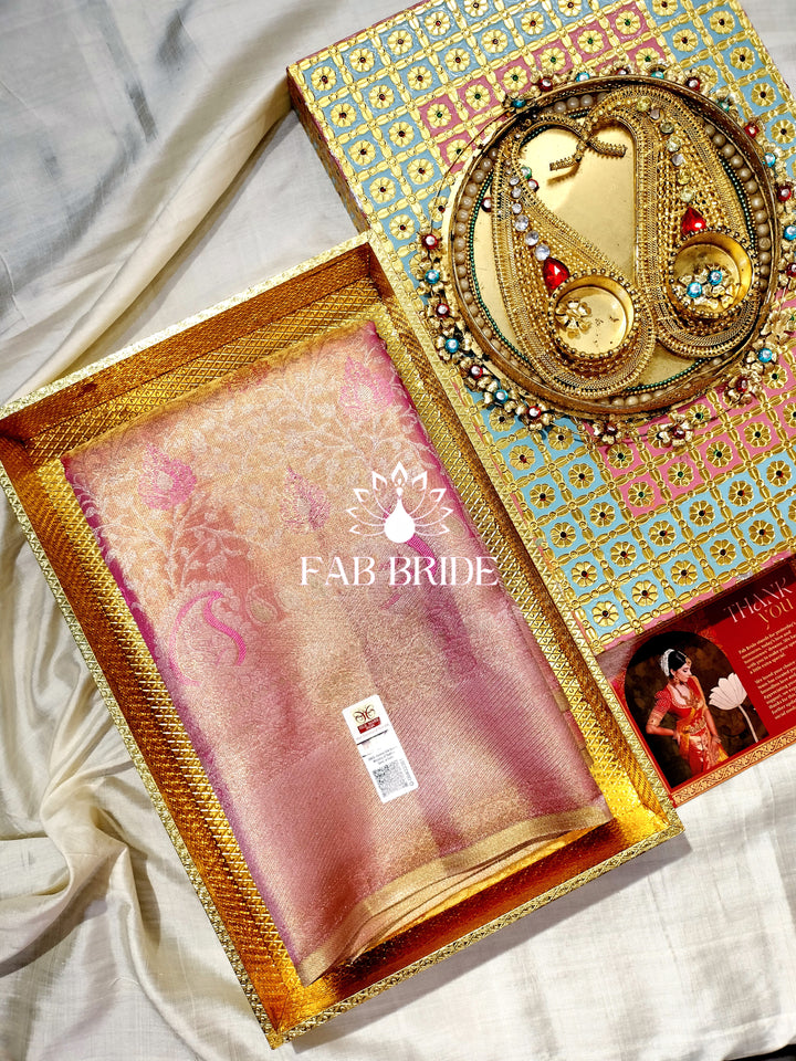 "ROSES FROM PARADISE" PURE TISSUE SILK KANJIVARAM SAREE