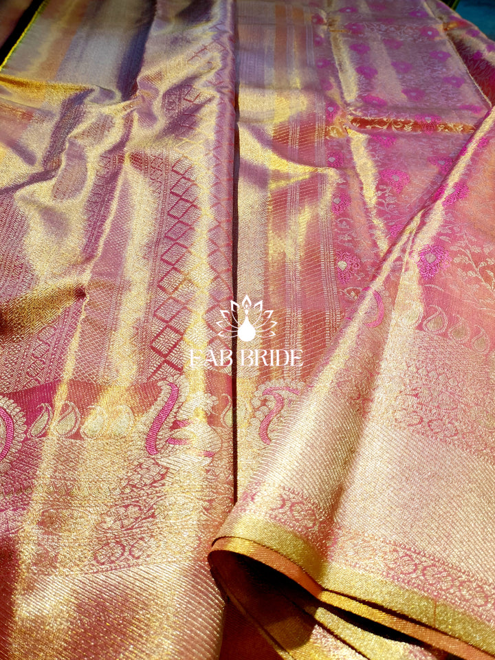 "ROSES FROM PARADISE" PURE TISSUE SILK KANJIVARAM SAREE