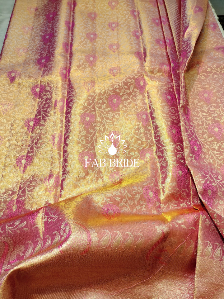 "ROSES FROM PARADISE" PURE TISSUE SILK KANJIVARAM SAREE