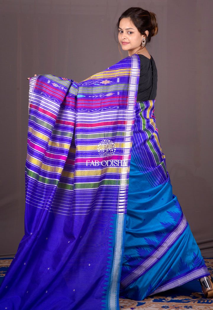 "NEEL JHARNA" BERHAMPURI DOUBLE PALLU SAREE