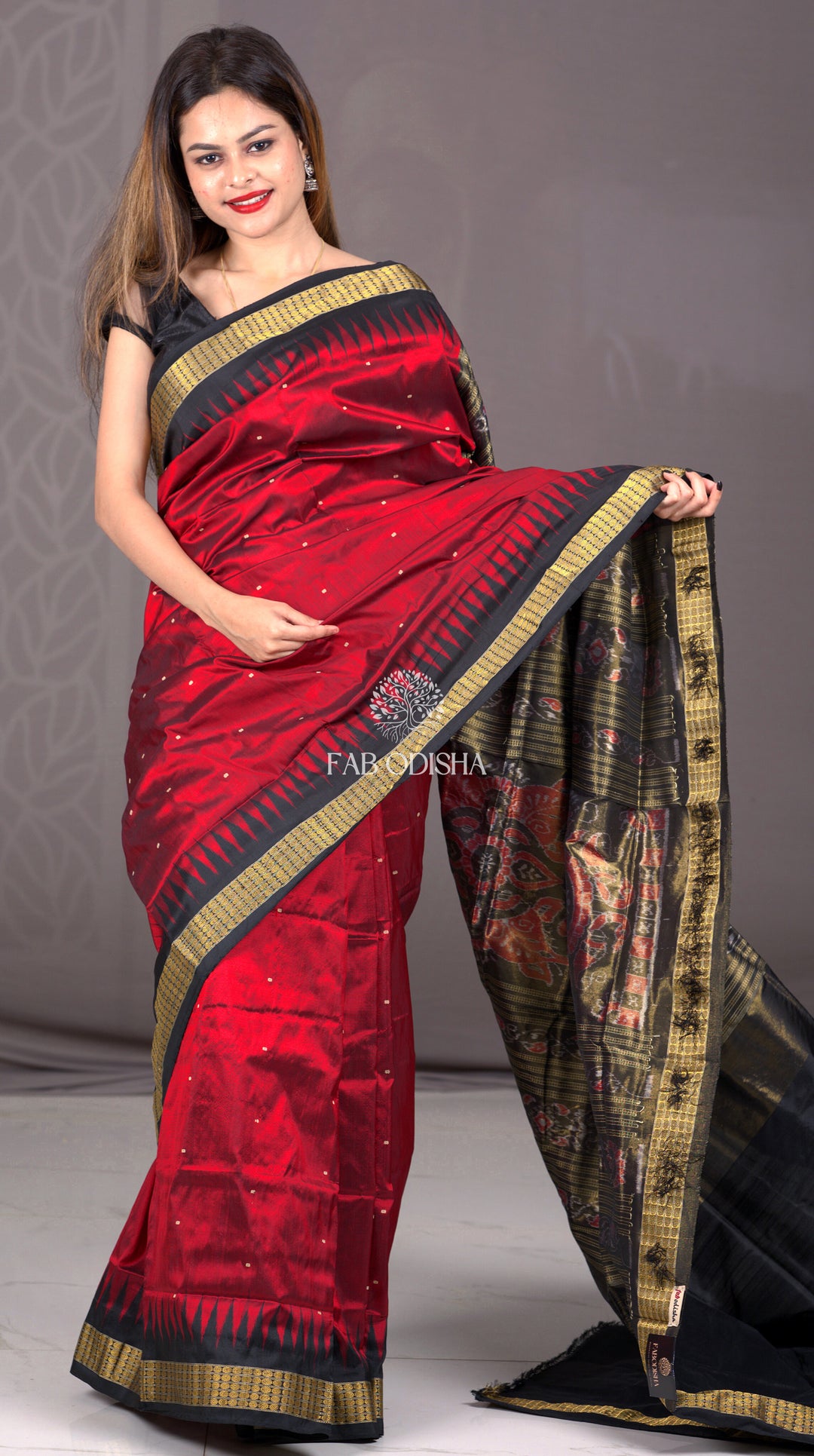 "RED CLASSIC" SAMBALPURI TISSUE SILK SAREE