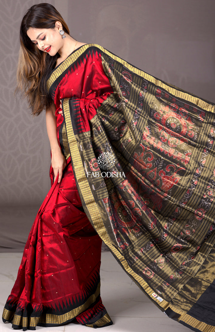 "RED CLASSIC" SAMBALPURI TISSUE SILK SAREE