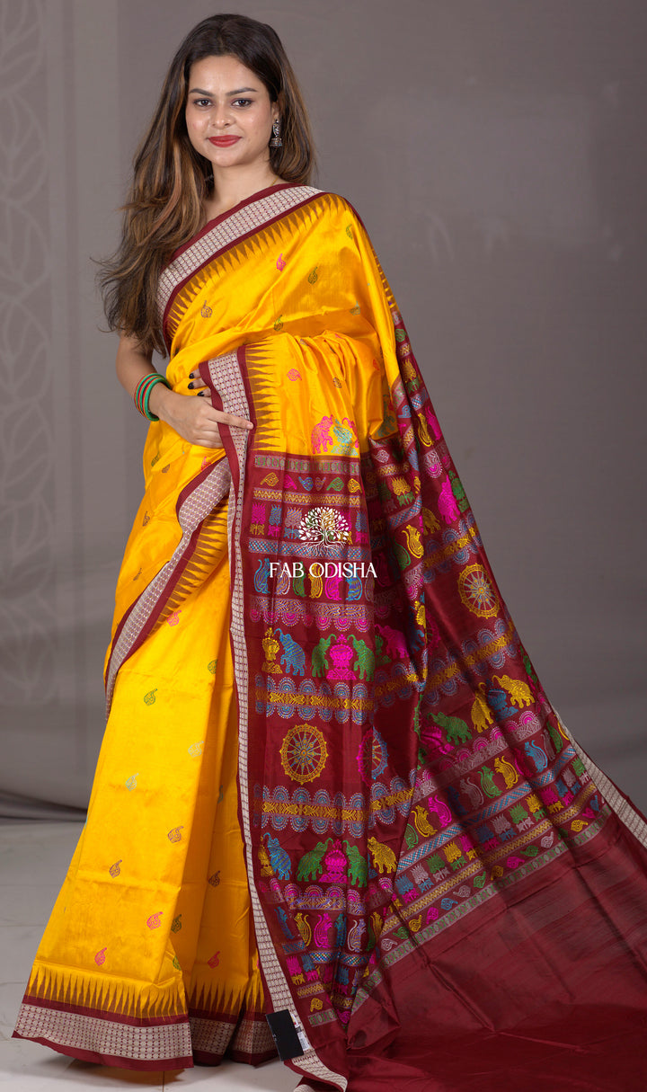 "SHAHI VAN TYOHAR" SAMBALPURI JALA-WORK SILK SAREE