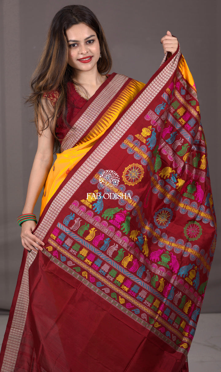 "SHAHI VAN TYOHAR" SAMBALPURI JALA-WORK SILK SAREE