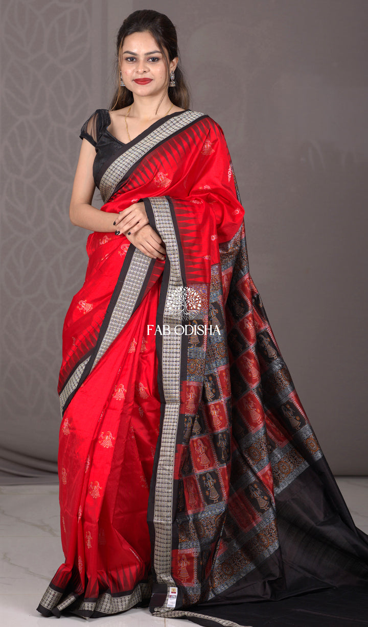 "LAL SAROVAR" DOLL BOMKAI SILK SAREE