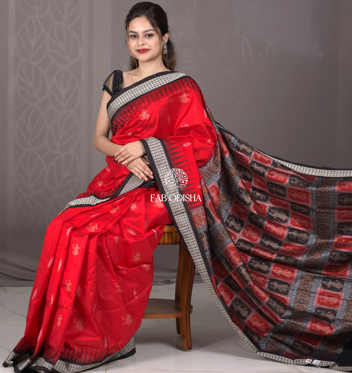 "LAL SAROVAR" DOLL BOMKAI SILK SAREE