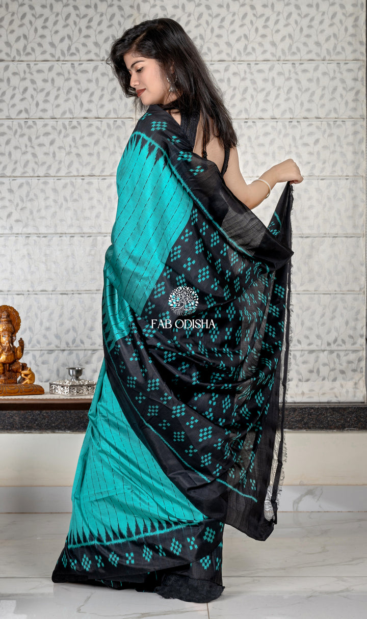 "RAMA-GREEN PASA KHELA" ELITE MULBERRY HANDLOOM SILK SAREE