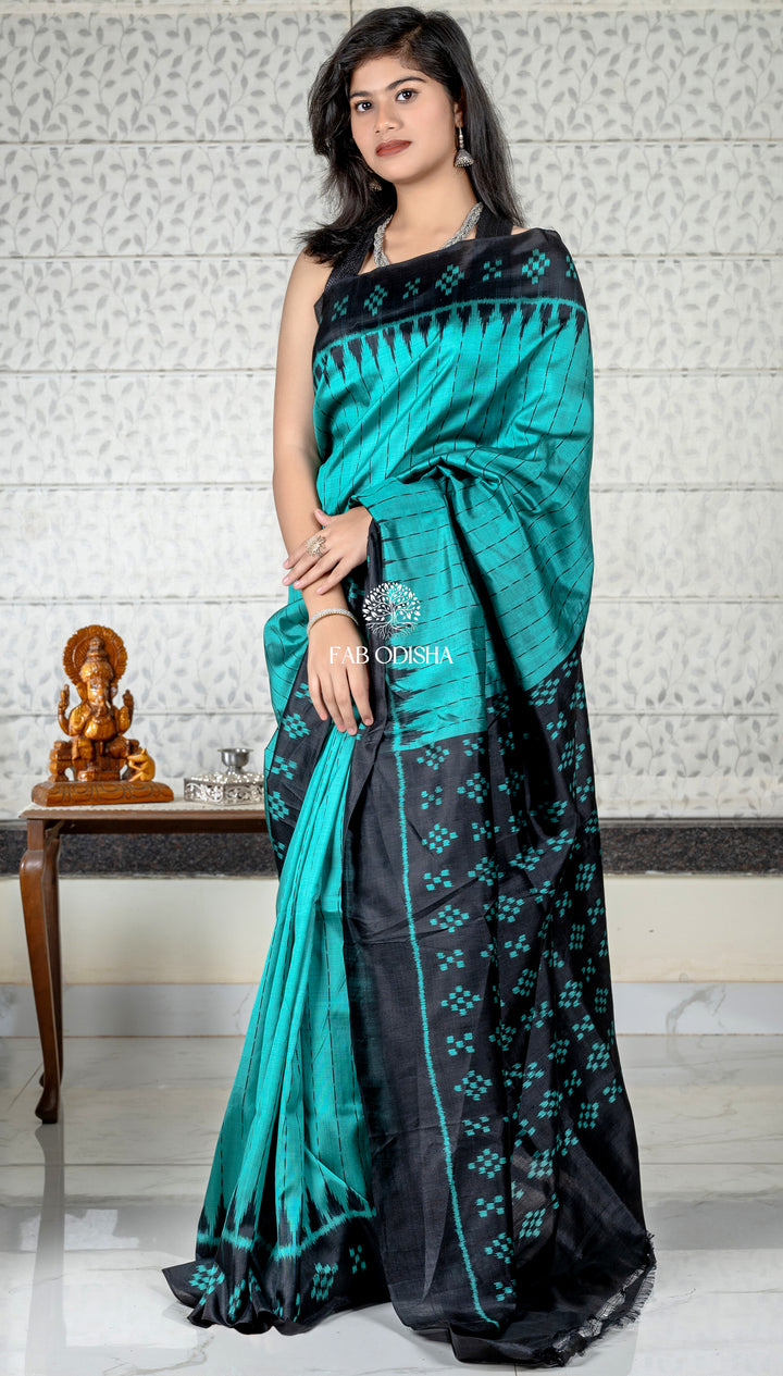 "RAMA-GREEN PASA KHELA" ELITE MULBERRY HANDLOOM SILK SAREE