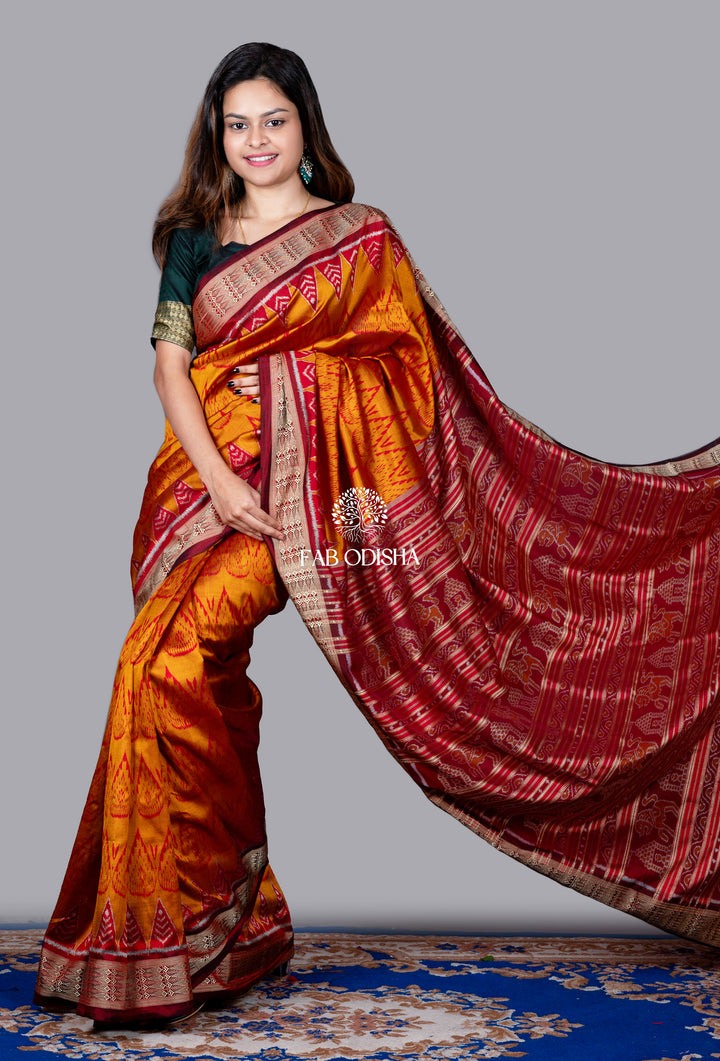 "AGNI JYOTI" MATSYA BORDER ELITE MULBERRY HANDLOOM SILK SAREE