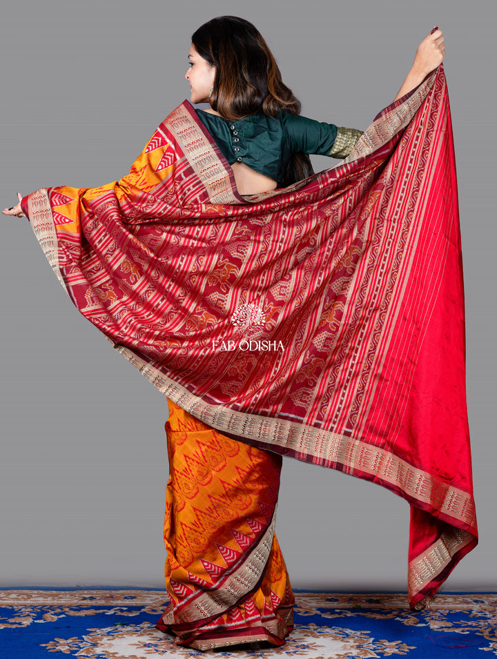 "AGNI JYOTI" MATSYA BORDER ELITE MULBERRY HANDLOOM SILK SAREE