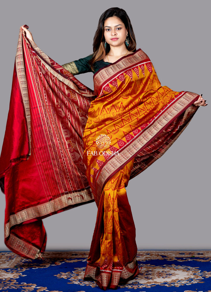 "AGNI JYOTI" MATSYA BORDER ELITE MULBERRY HANDLOOM SILK SAREE