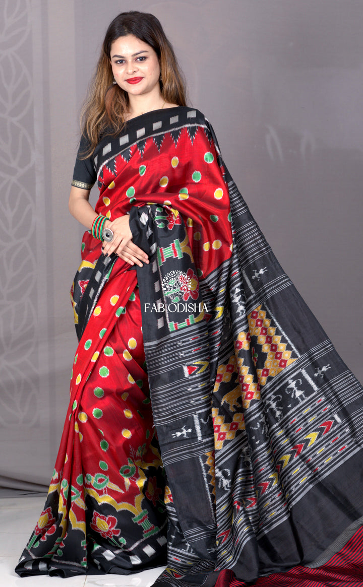 "ANGANA" RASAGULLA MOTIF ELITE HABASPURI AANCHAL SAMBALPURI MULBERRY HANDLOOM SILK SAREE