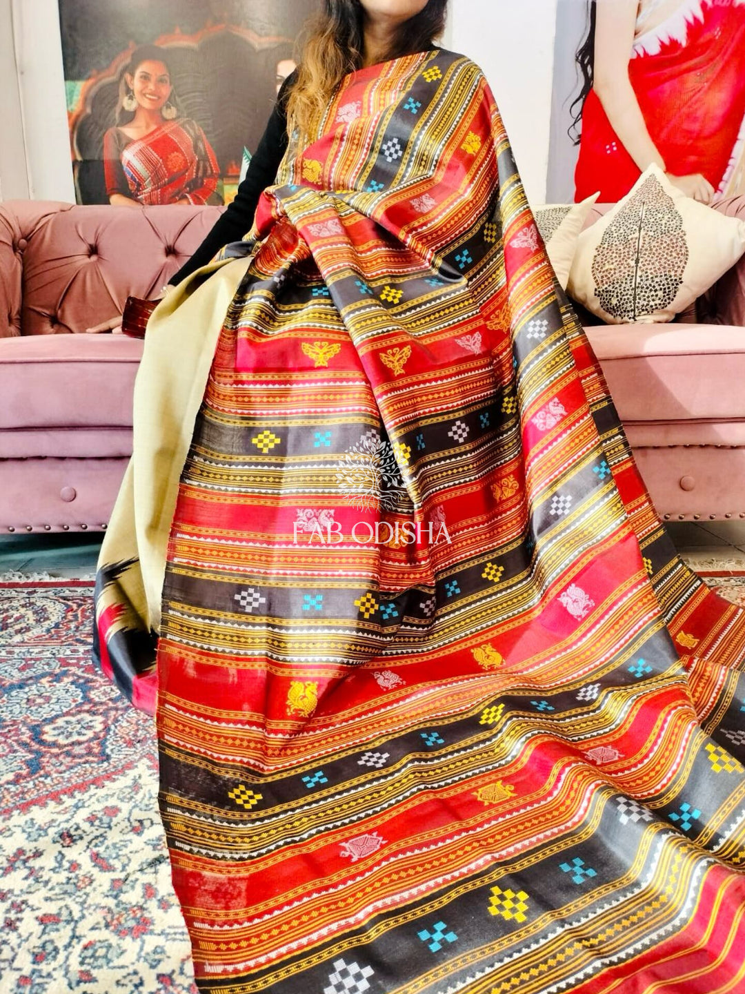 "TAMBESWHARI" MAYUR MOTIF DOUBLE ANCHAL BERHAMPURI SILK PATTA