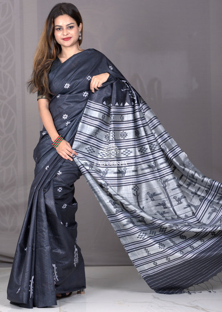 BOMKAI & DOLABEDI WEAVE: HERITAGE MEETS DIVINITY RARE COMBINATION FINE TUSSAR SILK SAREE