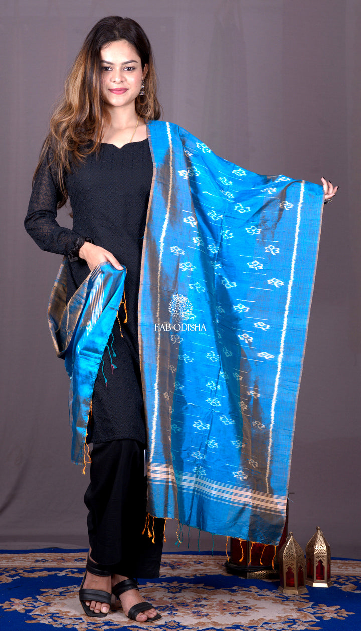 "SHAYARI FLOWER BUD" MOTIF MULBERRY SILK IKAT DUPATTA