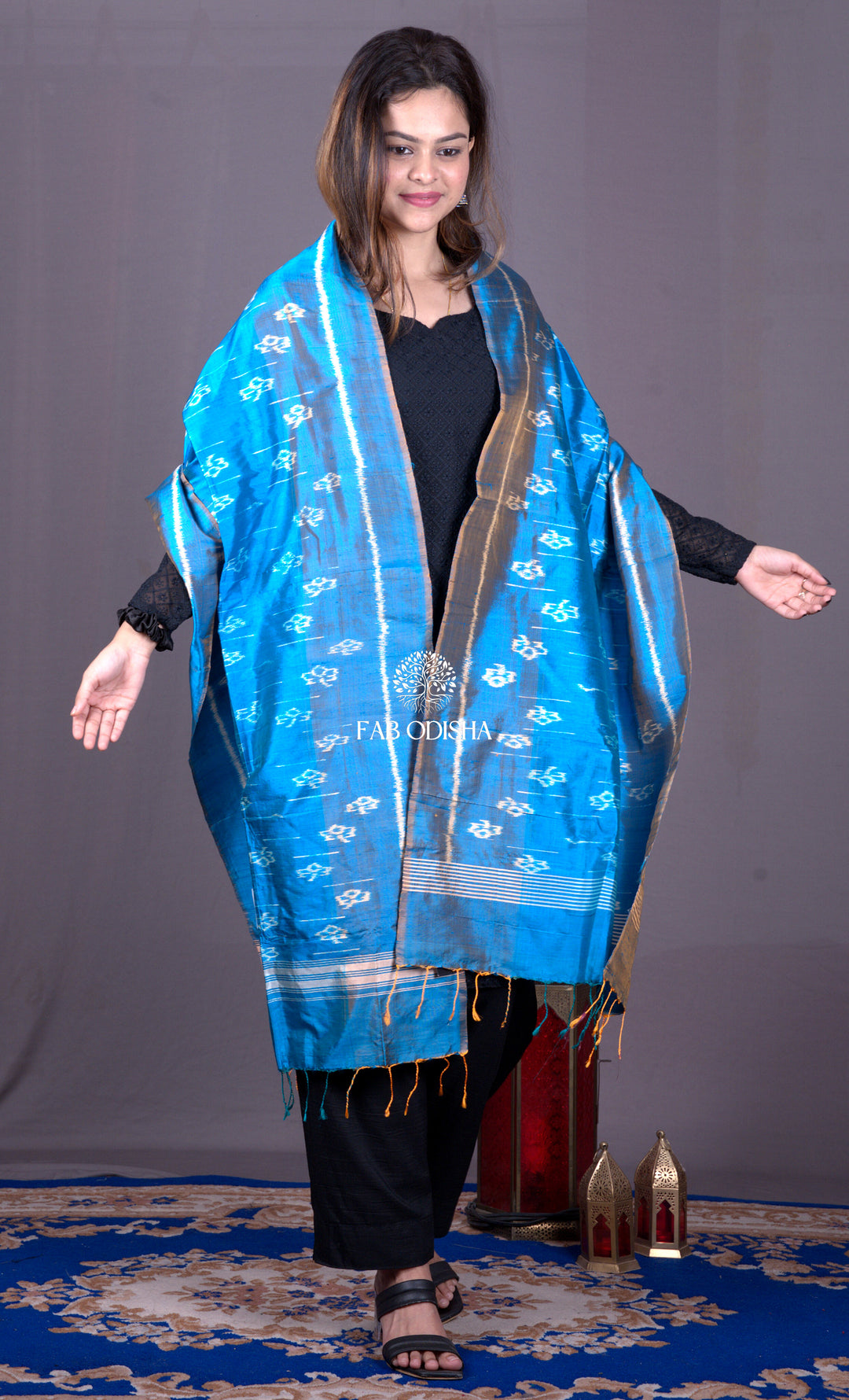 "SHAYARI FLOWER BUD" MOTIF MULBERRY SILK IKAT DUPATTA