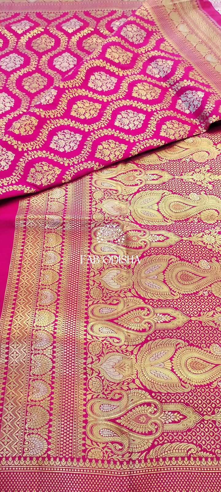 ”PINK PARADISE OF AZURE" SONA-RUPA ZARI PURE SILK BANARASI SAREE