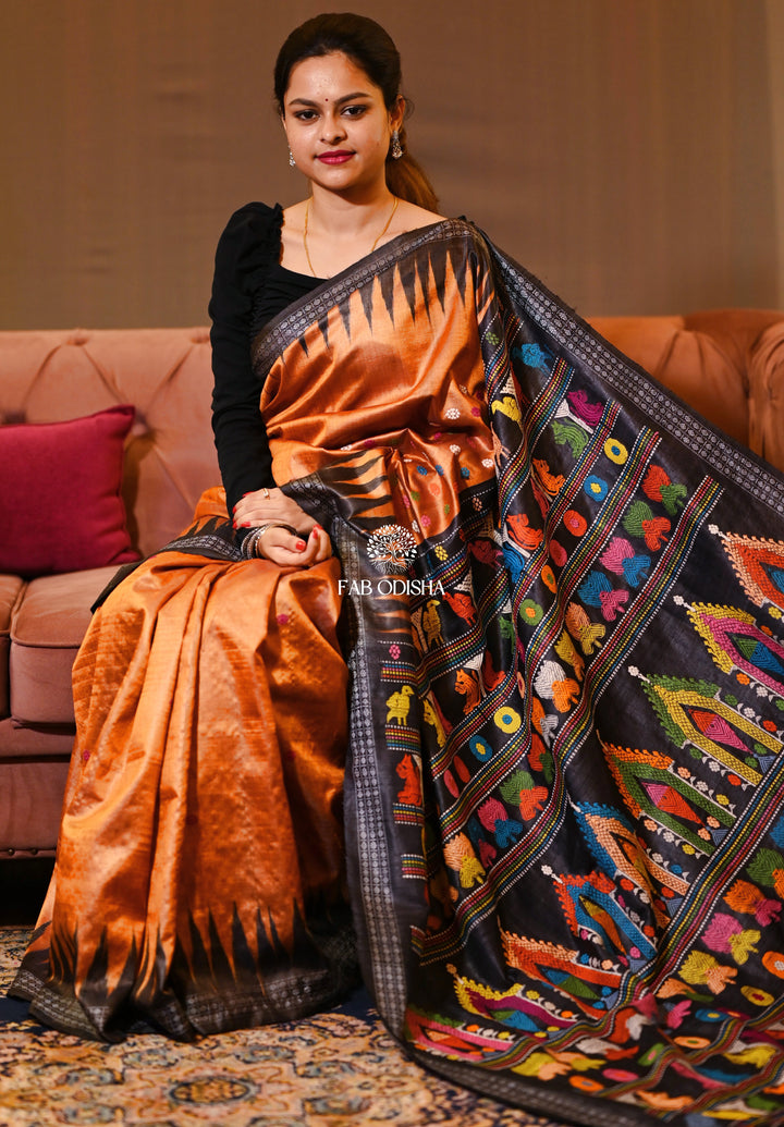 "BAHAAR-E-RANG" LUXURIOUS HERITAGE DOLABEDI SUPER FINE TUSSAR SILK SAREE