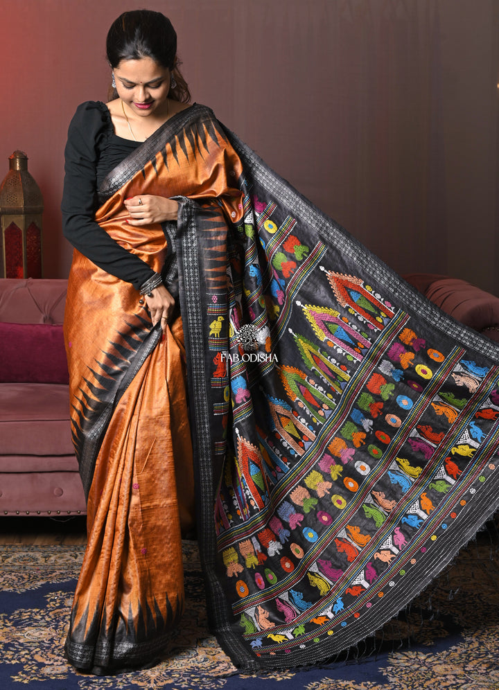 "BAHAAR-E-RANG" LUXURIOUS HERITAGE DOLABEDI SUPER FINE TUSSAR SILK SAREE