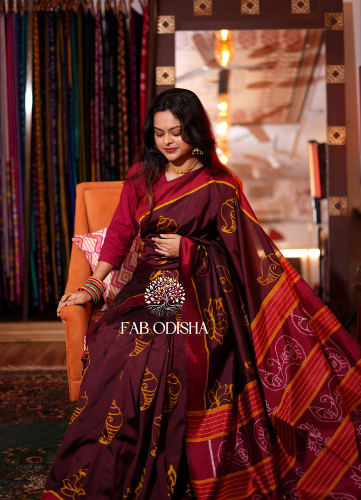 ELITE COFFEE DEEPAM -PADMA-SHANKH MULBERRY SILK SAREE