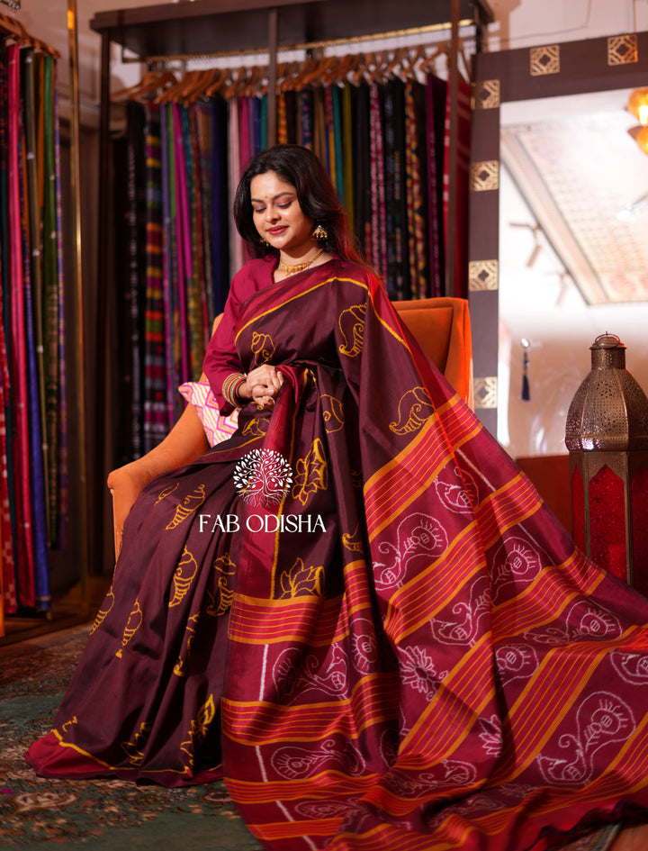 ELITE COFFEE DEEPAM -PADMA-SHANKH MULBERRY SILK SAREE