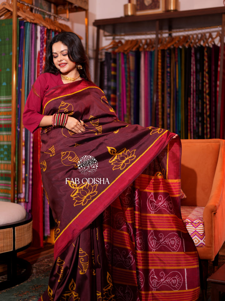 ELITE COFFEE DEEPAM -PADMA-SHANKH MULBERRY SILK SAREE