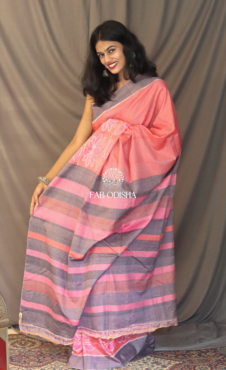 PADMAVATI CANDY FLOSS PINK SAMBALPURI COTTON SAREE